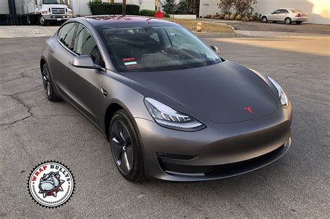 This tesla model 3 in satin battleship gray is extremely unique. Tesla 3 Wrapped in 3M Matte Dark Grey | Wrap Bullys