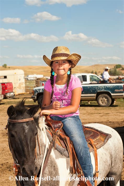 Young Cowgirl At Crow Fair Indian Rodeo On Crow Indian Reservation In