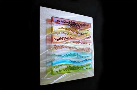Contemporary Glass Wall Art Fused Glass And Metal Wall Art By Kim