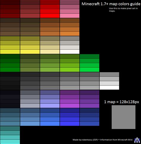 Colors In Minecraft Maps Summarized In A Image Minecraft