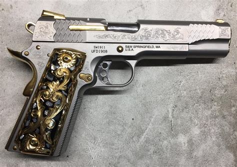 Custom Grips W24 Carat Gold Plating For Sandw 1911 American Golden Gun
