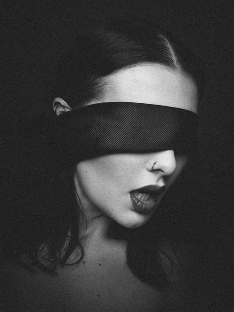 mysterious beauty woman wearing blindfold