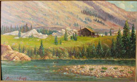 Harry Leonard Lopp Vintage Western Mountain Scene By Noted Montana