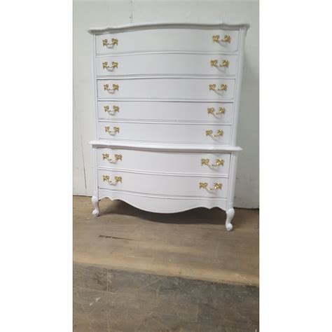 Store clothes and linens in style with modern dressers and chests of drawers. Vintage White Gold French Provincial Dresser | Chairish