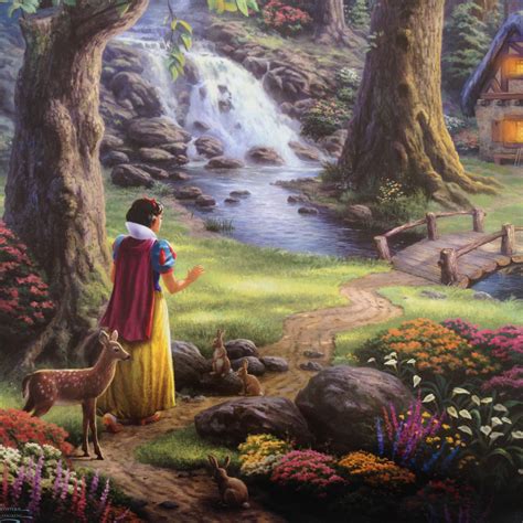 Snow White Discovers The Cottage Thomas Kinkade Thomas Kinkade