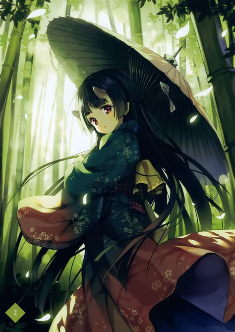 Download 2833x4000 Anime Girl Forest Bamboo Kimono