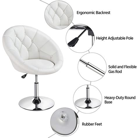 Yaheetech Adjustable Modern Round Tufted Back Chair Tilt Swivel Chair