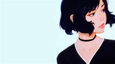 1920x1080px Free Download Hd Wallpaper Anime Girl Semi Realistic Short Hair Looking Away