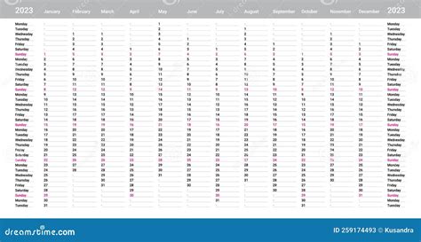 Simple Grey Linear Calendar Yearly Planner Template For 2023 With