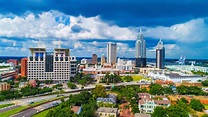 Aerial View of Downtown Mobile, Alabama, USA Skyline | Vibration ...