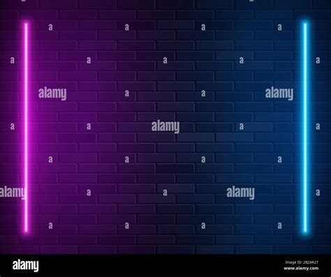 Retro Abstract Blue And Purple Neon Lights On Black Brick Wall Stock Vector Image And Art Alamy