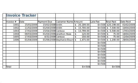 8 Invoice Tracking Templates Free Sample Example Format Download