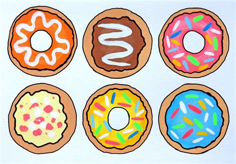 Donuts 3 Pop Art Painting On A4 Paper Acrylic Painting By Ian Viggars