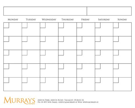 Calendar Blank To Fill Murraysie