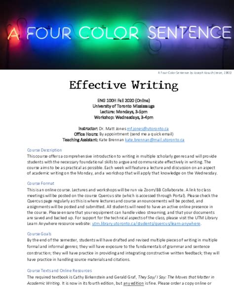 Pdf Effective Writing Course Outline Matt Jones