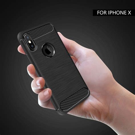 Camdems Carbon Fiber Phone Black Case Luxury Ultra Thin Slim Soft Tpu