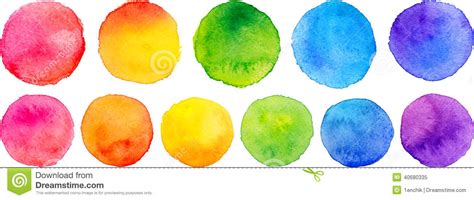 Vector Set Of Rainbow Watercolor Circles Stock Vector Illustration Of