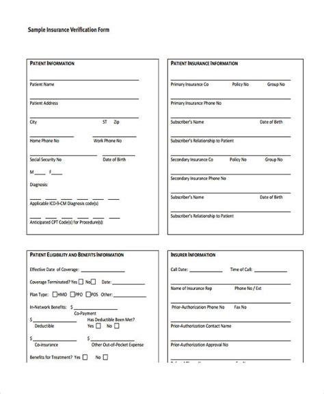 Free 17 Sample Insurance Verification Forms In Pdf Ms Word