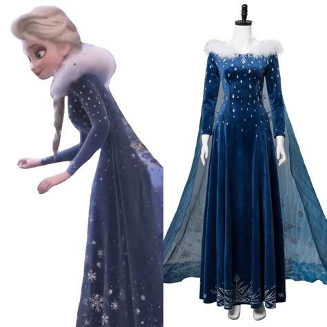 Anime Olafs Froze Adventure Princess Elsa Dress Cosplay Costume Adult