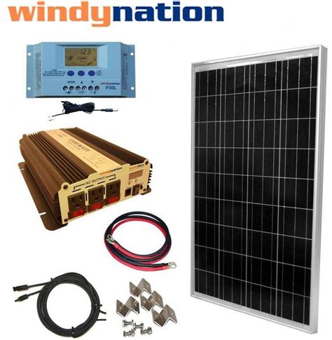 Complete Kit 100 W Watt 100w Solar Panel 1500w Inverter 12v Rv Boat