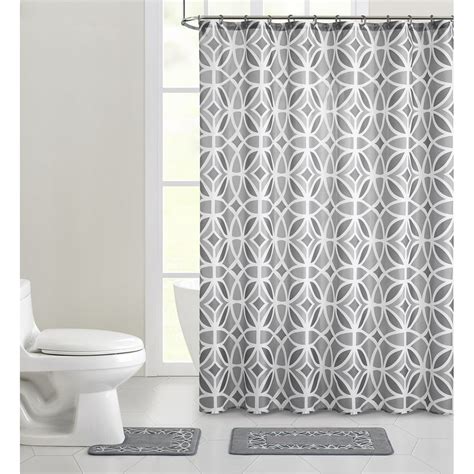 Mainstays Aster Geometric Polyester Shower Curtain Bath Set Grey 15