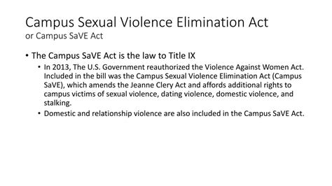 Ppt Campus Sexual Violence Elimination Act Powerpoint Presentation