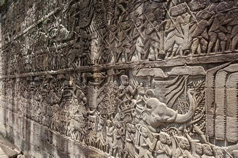 Sculpture In Angkor Wat Cambodia Stock Image Image Of Angkor