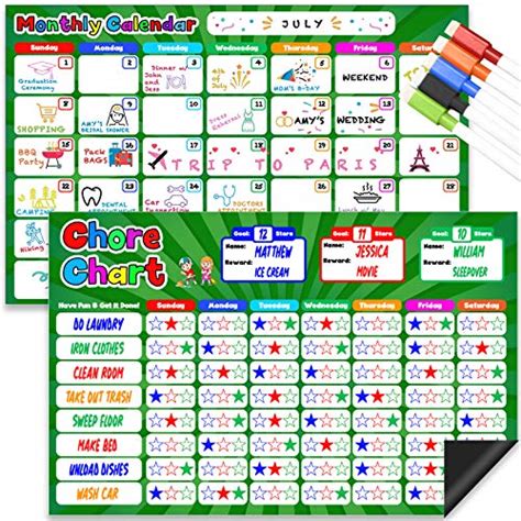 Buy Chore Chart And Monthly Set Magnetic Dry Erase Set For Kids 11