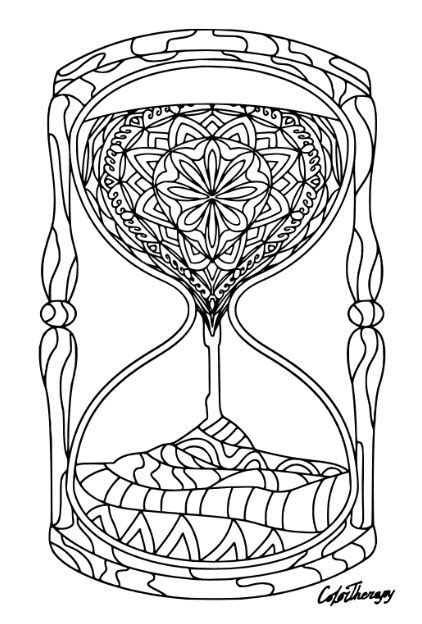 Zentangle Hourglass coloring page on ColorTherapy App | Color therapy app, Coloring pages, Color