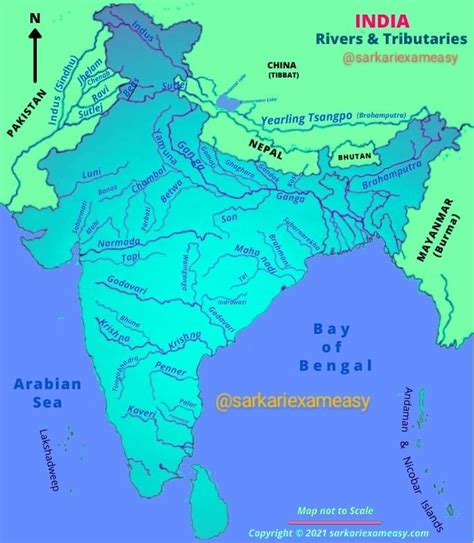 Map Of Major Rivers In India And Their Tributaries Indian River Map