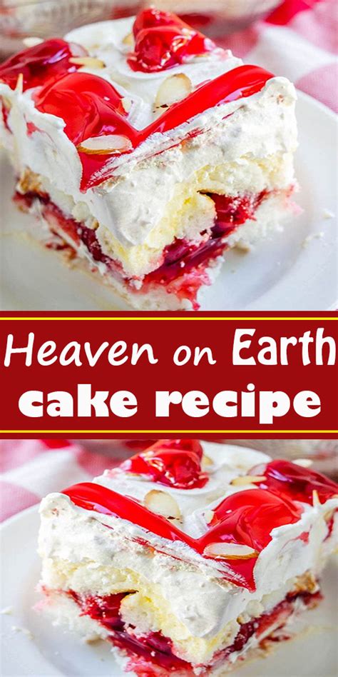 Heaven on earth cake with delicious layers of angel cake, sour cream pudding, cherry pie filling and whipped topping. Heaven on Earth Cake - eatwell