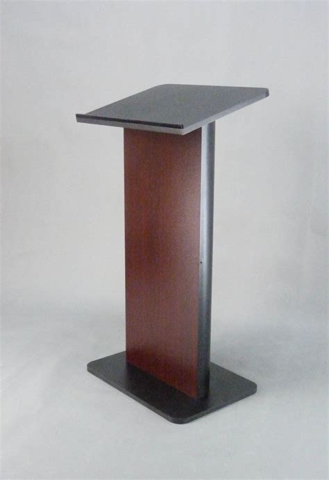 Wide Podium Tall Steel Mdf Black With Mahogany Panel