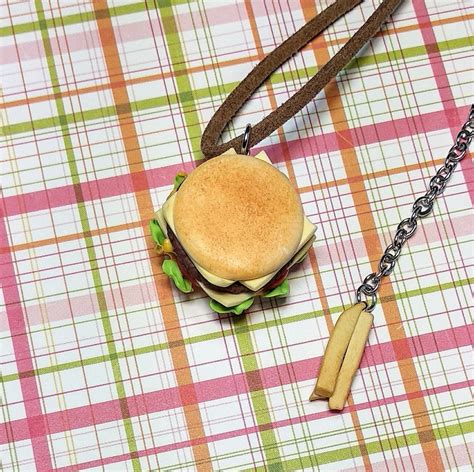 Burger Necklace Polymer Clay Food Jewelry Cheeseburger Etsy
