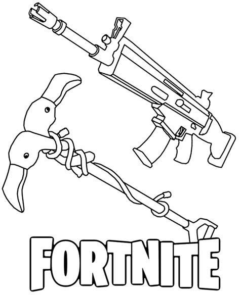 Printable Fortnite Weapons Coloring Page For Gamers