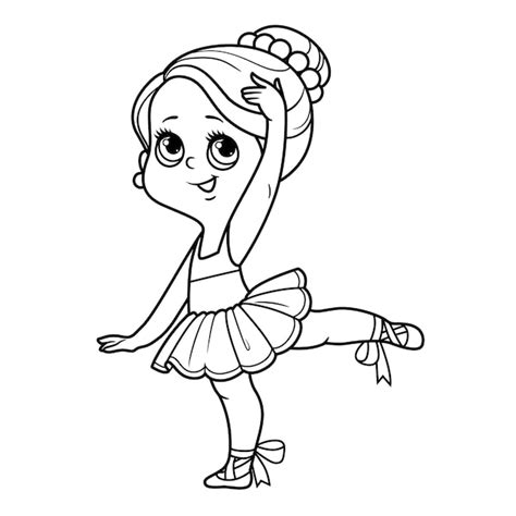 Premium Vector Sartoon Little Ballerina Girl Dancing On One Leg