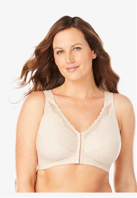 Exquisite Form® Fully® Front Close Cotton Lace Wireless Posture Bra