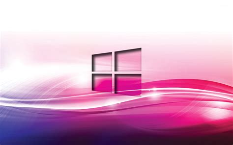 Windows 10 Transparent Logo On Purple Waves Wallpaper