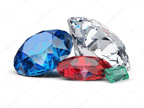 Diamond Sapphire Ruby And Emerald — Stock Photo © Anatolym 159261262