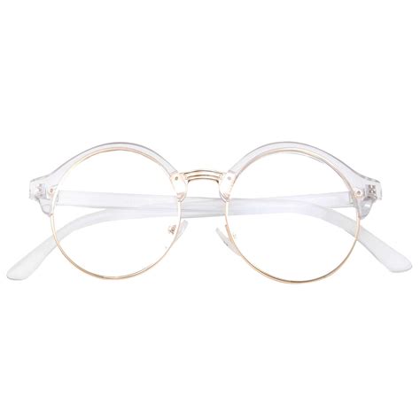 non prescription fashion eyeglasses round clear lens frame glasses clear frame with gold trim