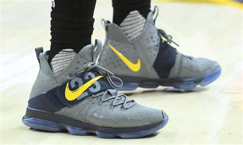 Get mbappe jerseys for both france and psg right here at soccerloco and show your pride for soccer's next big thing. LeBron James Nike LeBron 14 Grey Yellow PE - LeBron James Wearing the Nike LeBron 14 | Sole ...