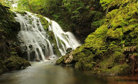 Royalty Free Photo Timelapse Photography Of A Waterfalls Near Green