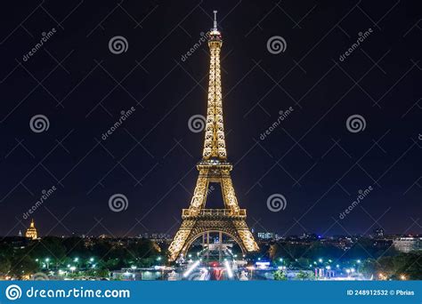 Magnificent Eiffel Tower Illuminated At Night Paris France Editorial