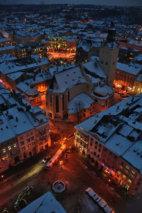 Mykola Swarnyk Icy Winter Twilight In Lviv Ukraine Travel Around