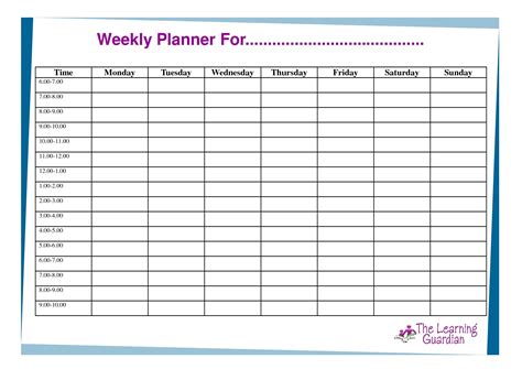 Best Free Fill In Weekly Schedule Get Your Calendar Printable