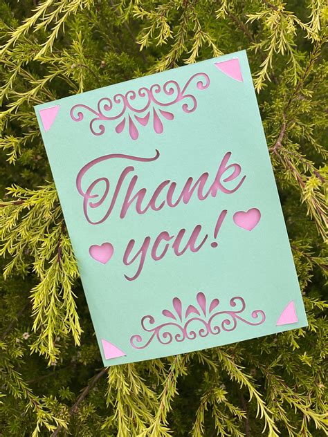 Thank You Card Svg File For Cricut Joy Silhouette And Pdf Etsy