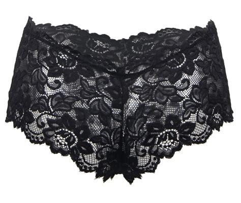 Intimates And Sleep Black Lace Floral Straps Tanga Panty Sheer Panties Full Back Underpants Xl 3xl