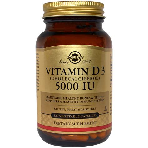 Vitamin D3 Cholecalciferol 5000 Iu Vegetable Capsules 033984033139