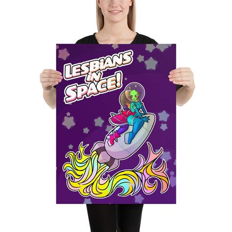 Retro Sci Fi Lesbians In Space Poster Anime Style Lgbt Etsy