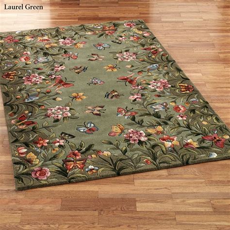 Athena Garden Butterfly Floral Wool Area Rugs Floral Area Rugs Rugs
