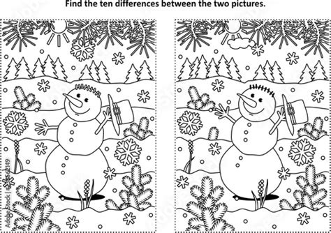 Winter Holidays New Year Or Christmas Themed Find The Ten Differences